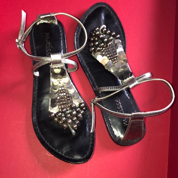 Matisse Shoes - Leather Silver Beads and Studs Sandals by Matisse